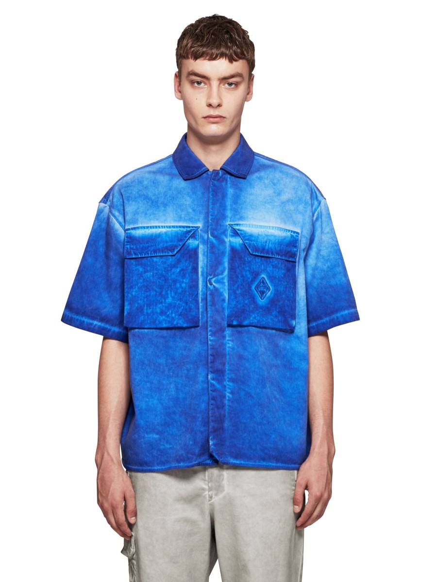 Men A-COLD-WALL Shirts | A-Cold-Wall Woven Dye Tech Short Sleeve Overshirt