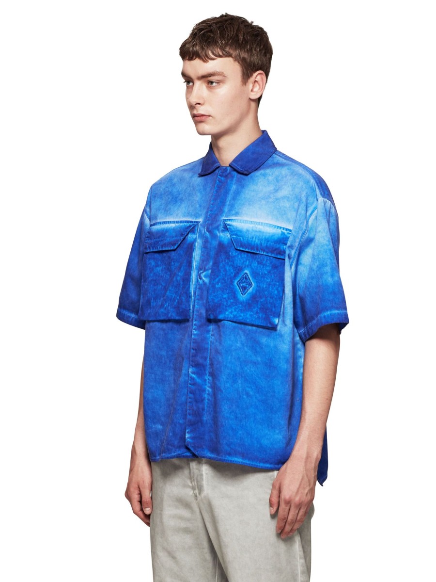 Men A-COLD-WALL Shirts | A-Cold-Wall Woven Dye Tech Short Sleeve Overshirt