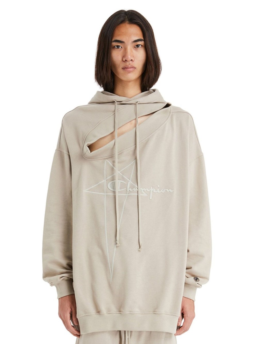 Men Rick Owens Sweatshirts | Rick Owens X Champion Knitted Tommy Hoodie