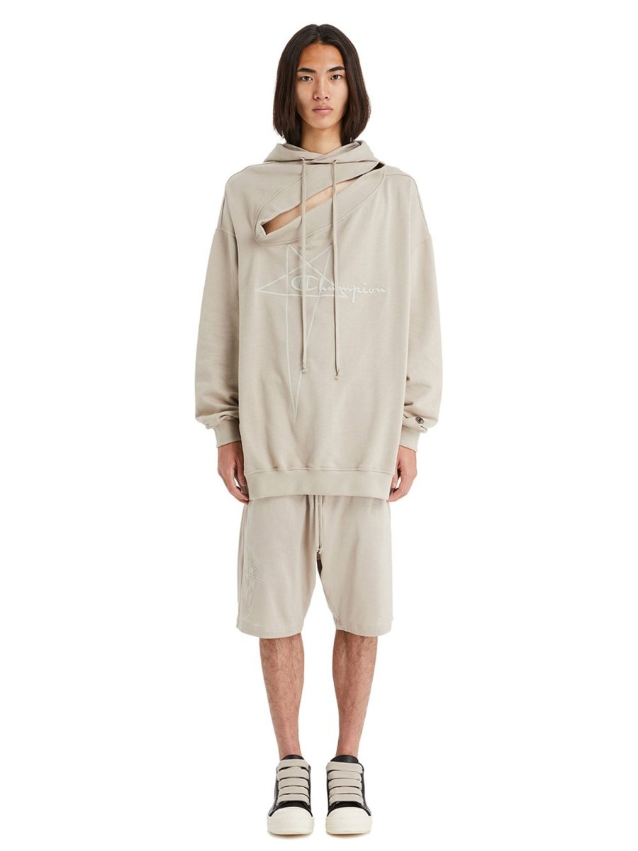 Men Rick Owens Sweatshirts | Rick Owens X Champion Knitted Tommy Hoodie