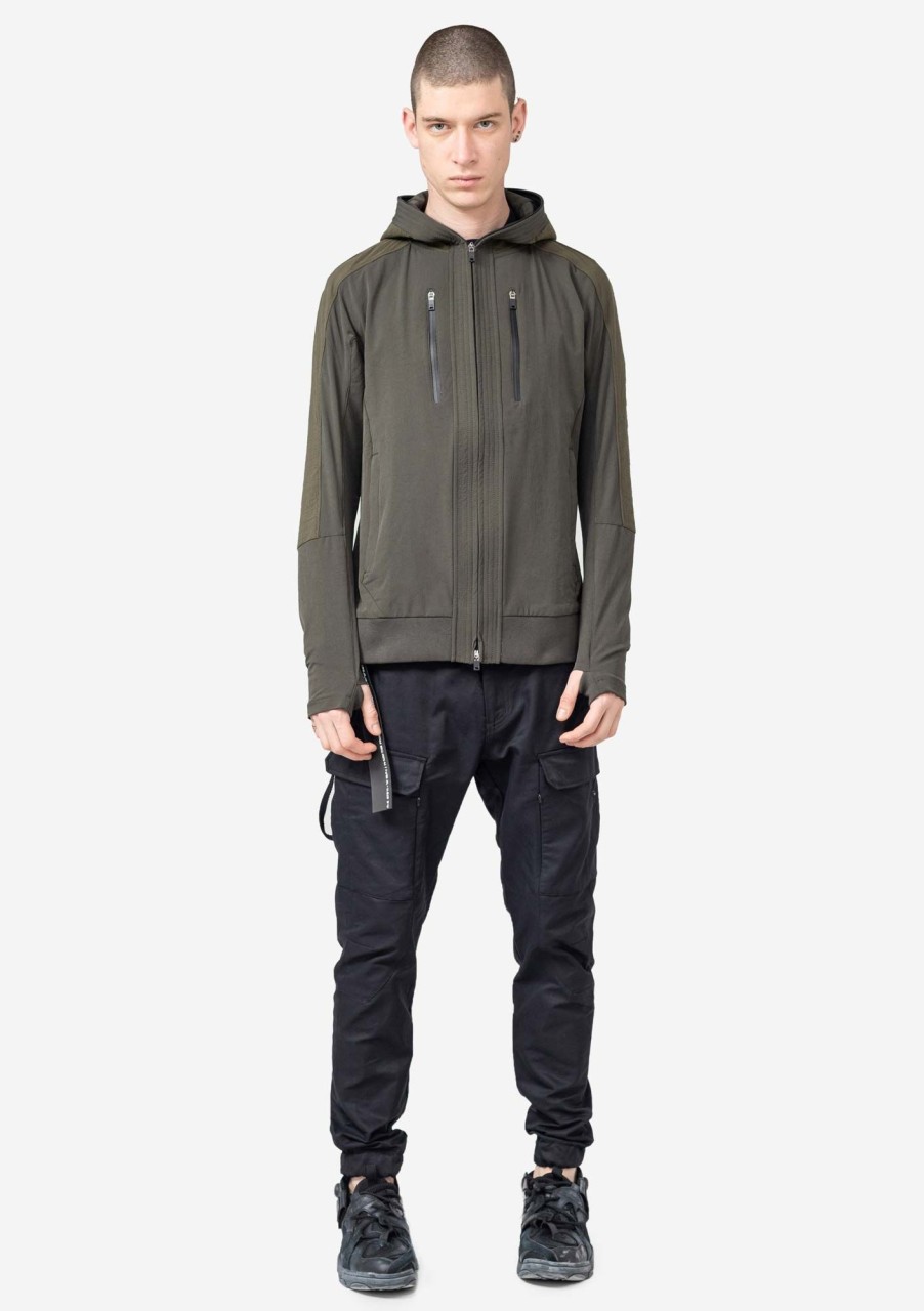 Men KRAKATAU Jackets | Tone-Mix Stretchy Nylon Hooded Jacket