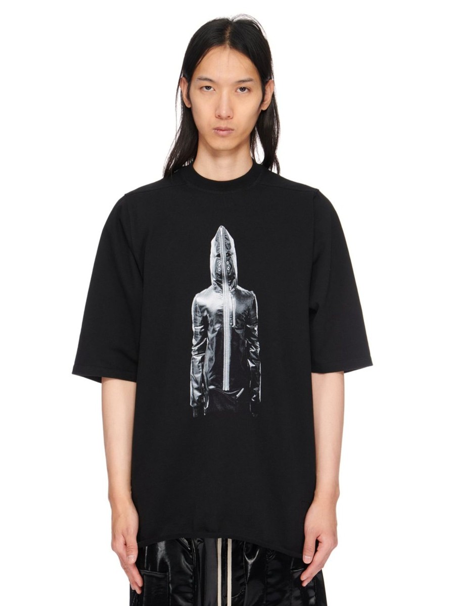 Men Rick Owens T-Shirts | Rick Owens Drkshdw Ss23 Edfu Jumbo Ss T In Black Compact Heavy Cotton Jersey