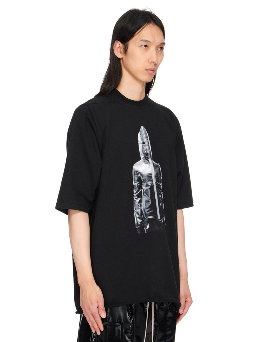 Men Rick Owens T-Shirts | Rick Owens Drkshdw Ss23 Edfu Jumbo Ss T In Black Compact Heavy Cotton Jersey