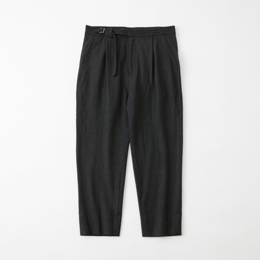 Men White Mountaineering Pants | White Mountaineering Woven Tweed Wide Tapered Belted Pants