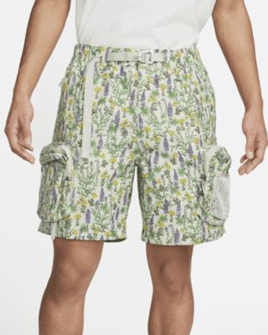 Men NIKE Pants | Nike Acg 'Snowgrass' Men'S All-Over Print Cargo Shorts