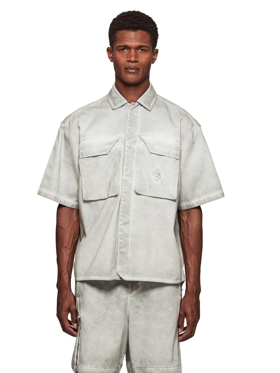 Men A-COLD-WALL Shirts | A-Cold-Wall Woven Dye Tech Short Sleeve Overshirt