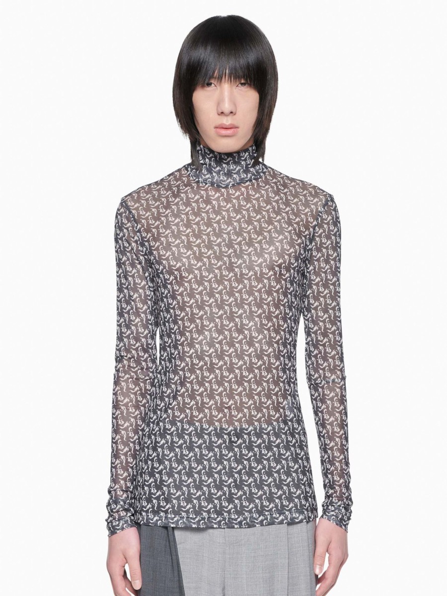 Men Feng Chen Wang T-Shirts | Phoenix Print Roll Neck