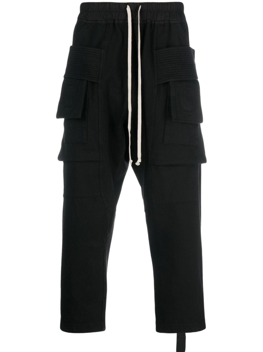 Men Rick Owens Pants | Rick Owens Drkshdw Creatch Cargo Cropped Drawstring Trousers