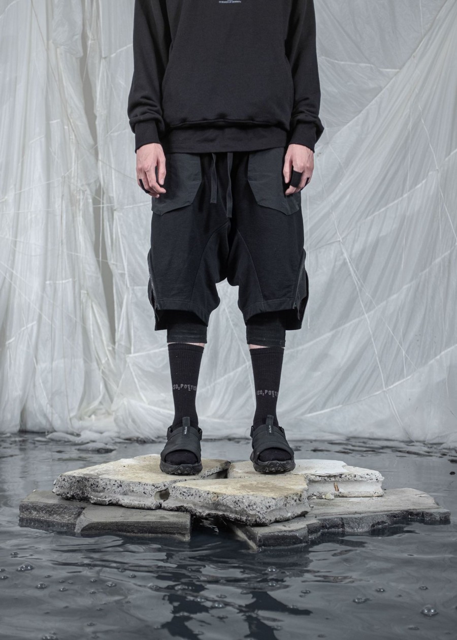 Men ISO.POETISM Pants | Shorts W. Mix Fabrics & Side Zipper Detail