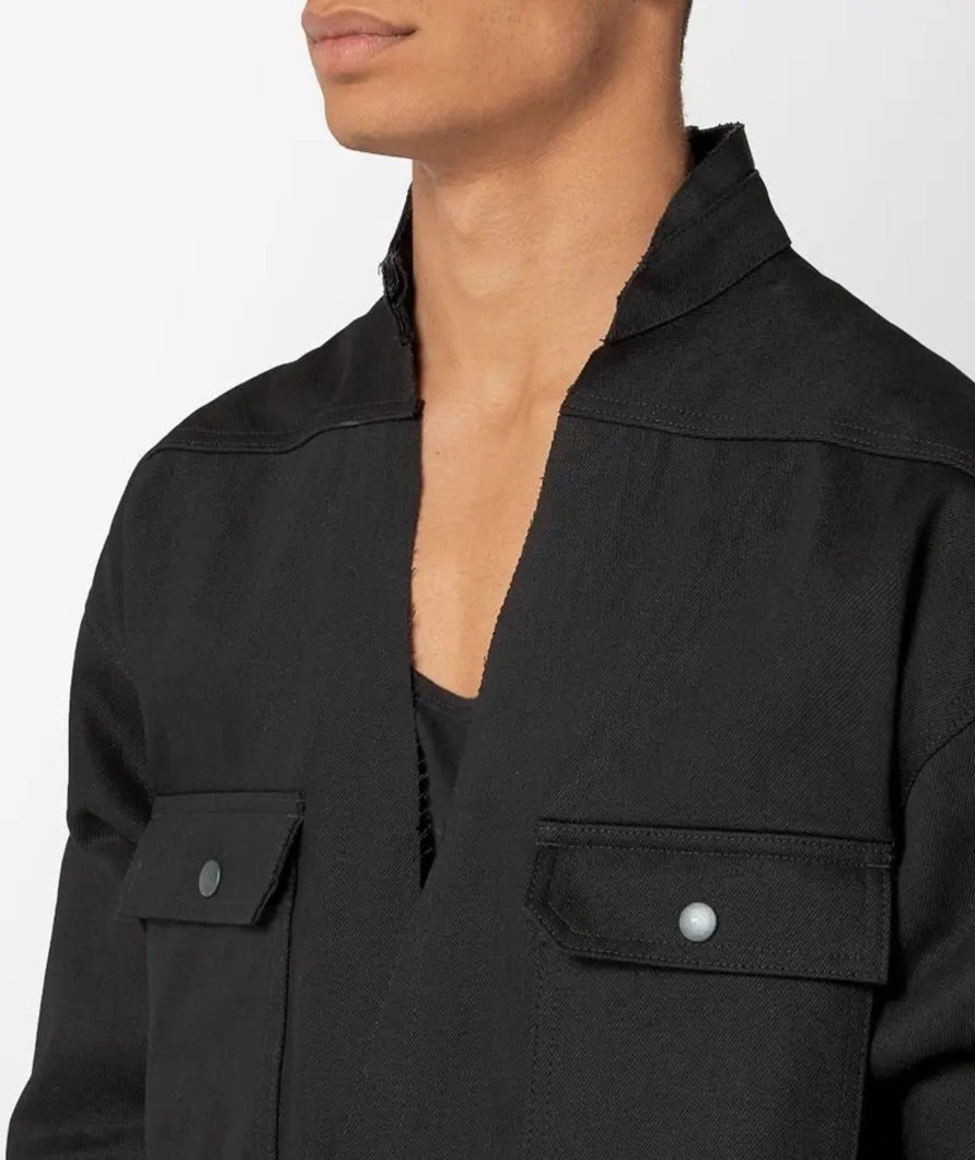 Men Rick Owens Jackets | Rick Owens Drkshdw Denim Jacket Jumbo Cut Out Outer Shirt