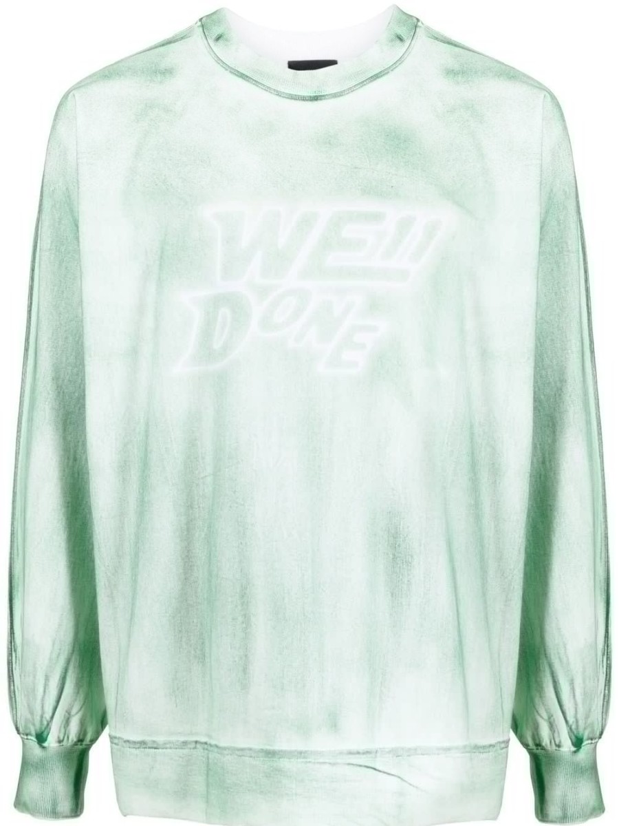 Men WE11DONE Sweatshirts | We11Done Logo-Embroidered Garment-Dyed Sweatshirt