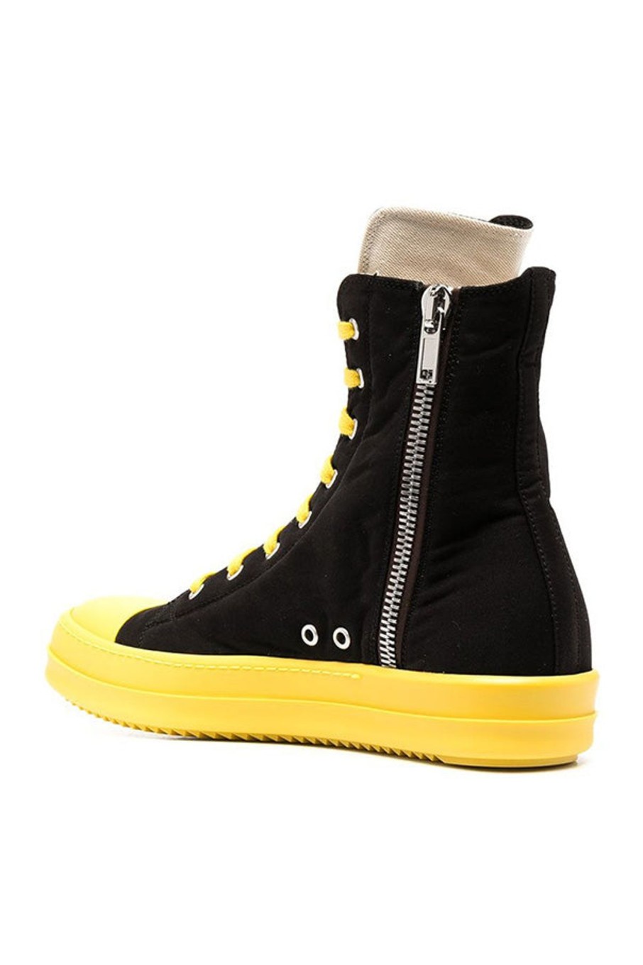 Men Rick Owens Sportssko | Hightop Sneaker Black/Yellow