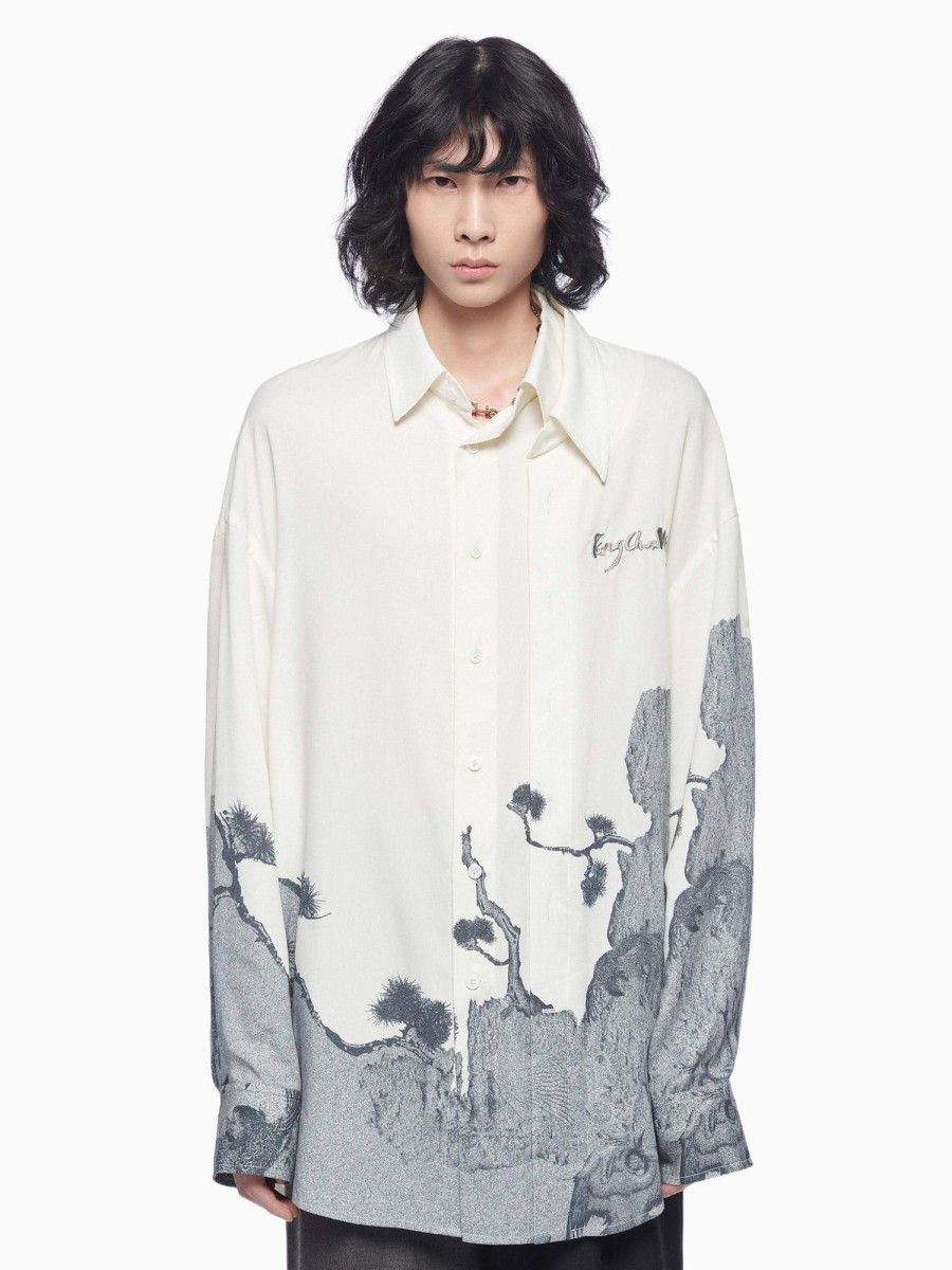 Men Feng Chen Wang Shirts | Landscape Print Shirt