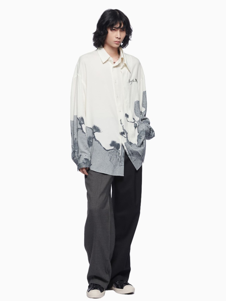 Men Feng Chen Wang Shirts | Landscape Print Shirt