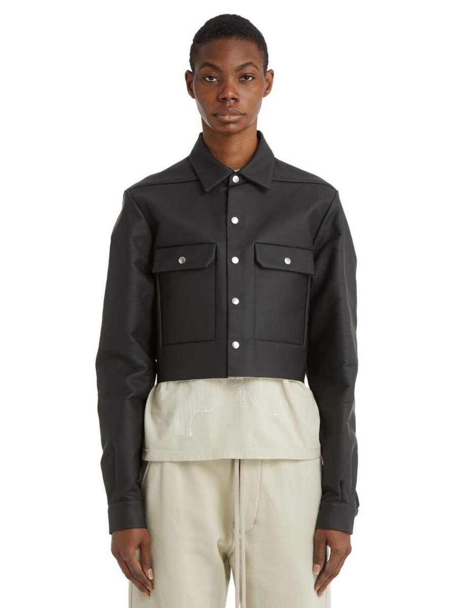 Men Rick Owens Jackets | Rick Owens Drkshdw Woven Jacket Cropped Outershirt